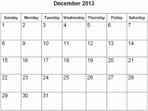 december calendar 2013