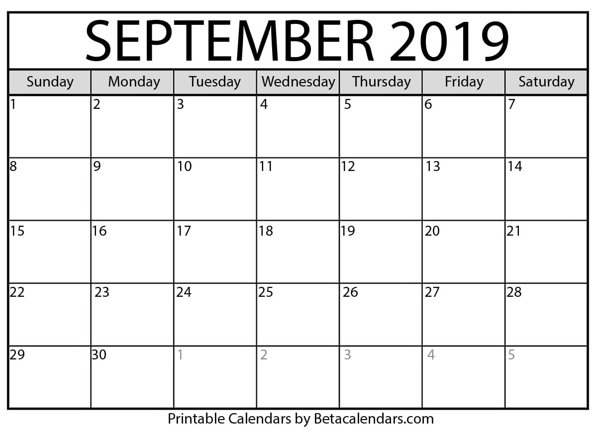 September 2019 Calendar